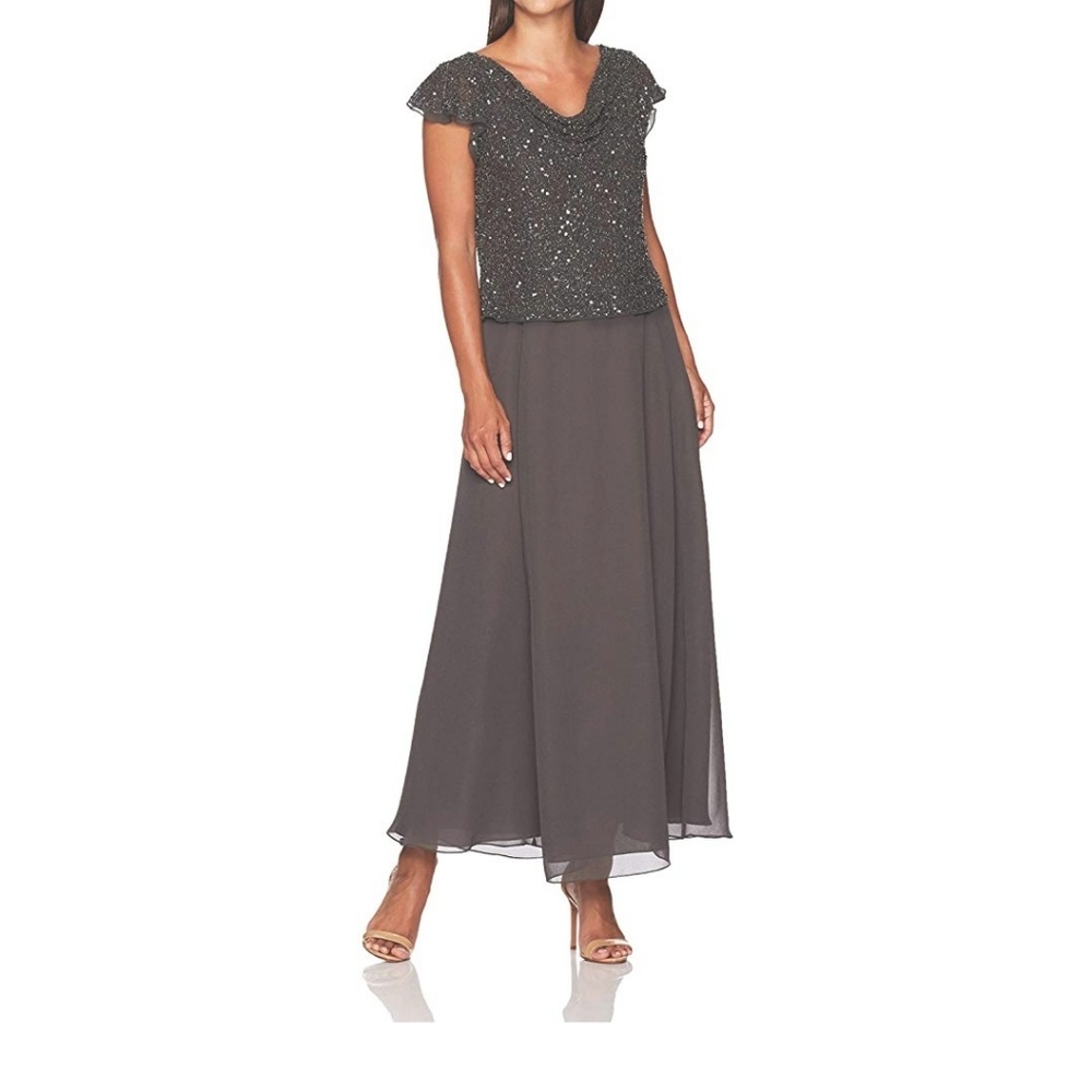 Women's Short Sleeve Long All Over Beaded Dress Pe